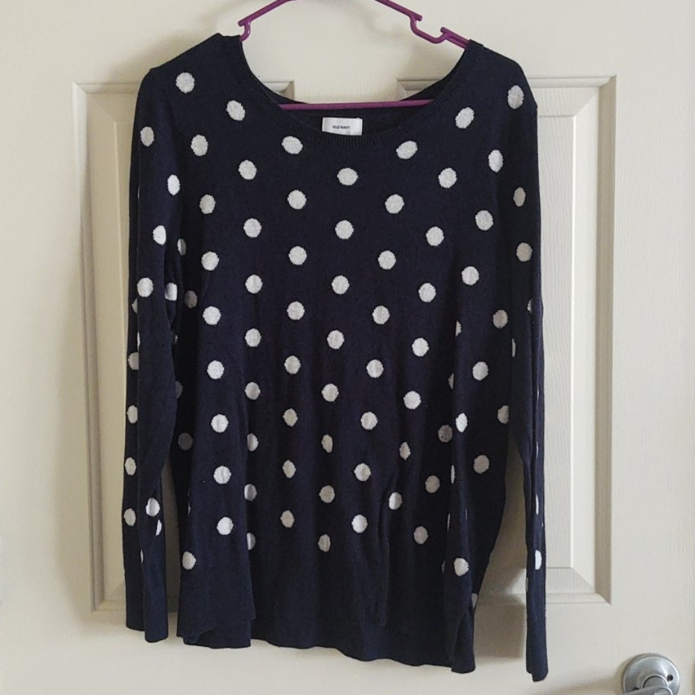 Old Navy Women's Navy/White Polka Dot Sweater